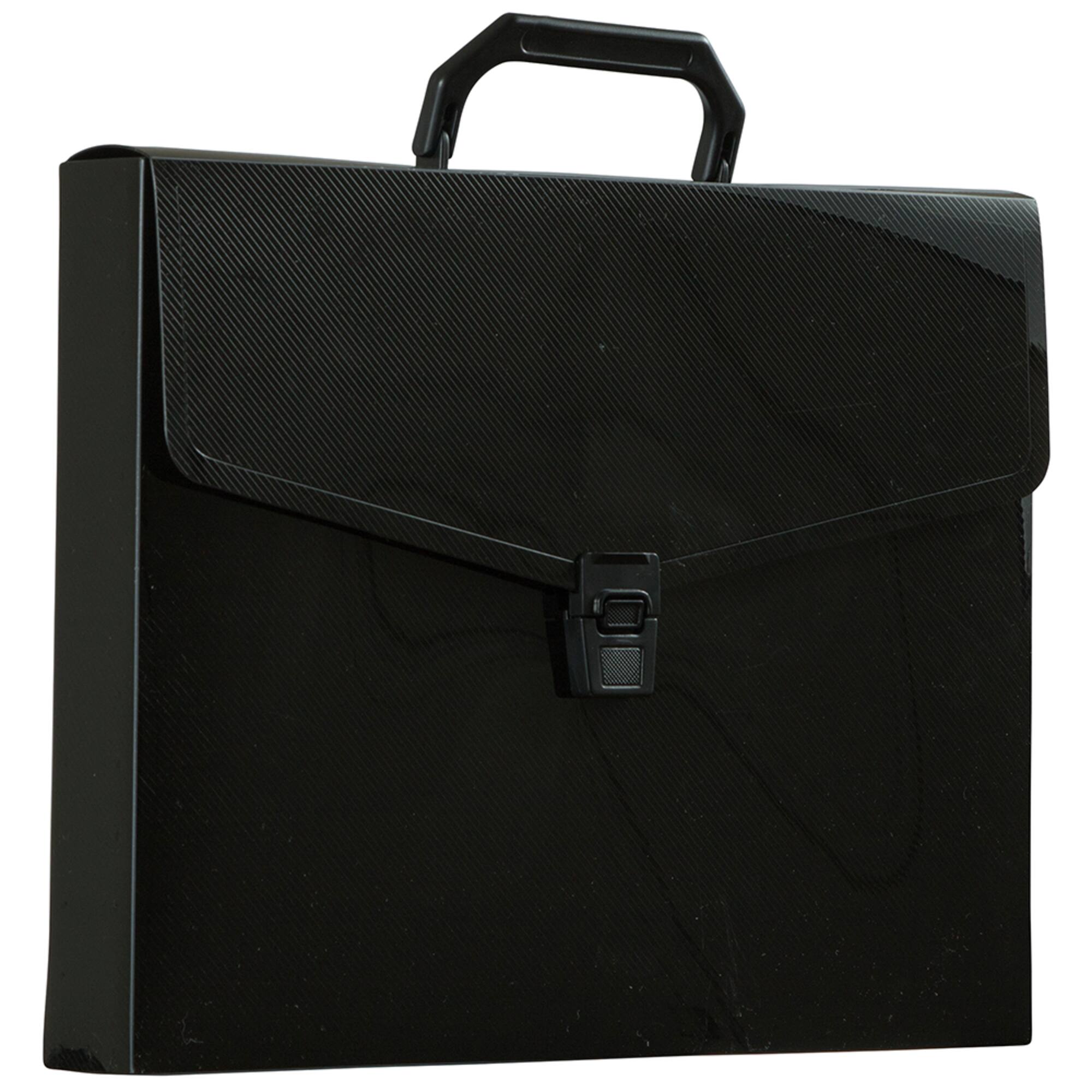 JAM Paper Black Plastic Portfolio Briefcase with Handles 12" x 9.5"